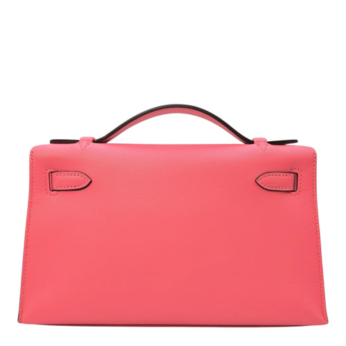 Kelly Pochette Rose Azalee in Swift Palladium hardware