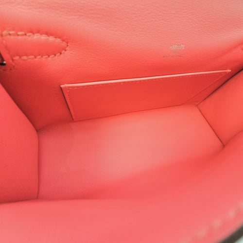Kelly Pochette Rose Azalee in Swift Palladium hardware