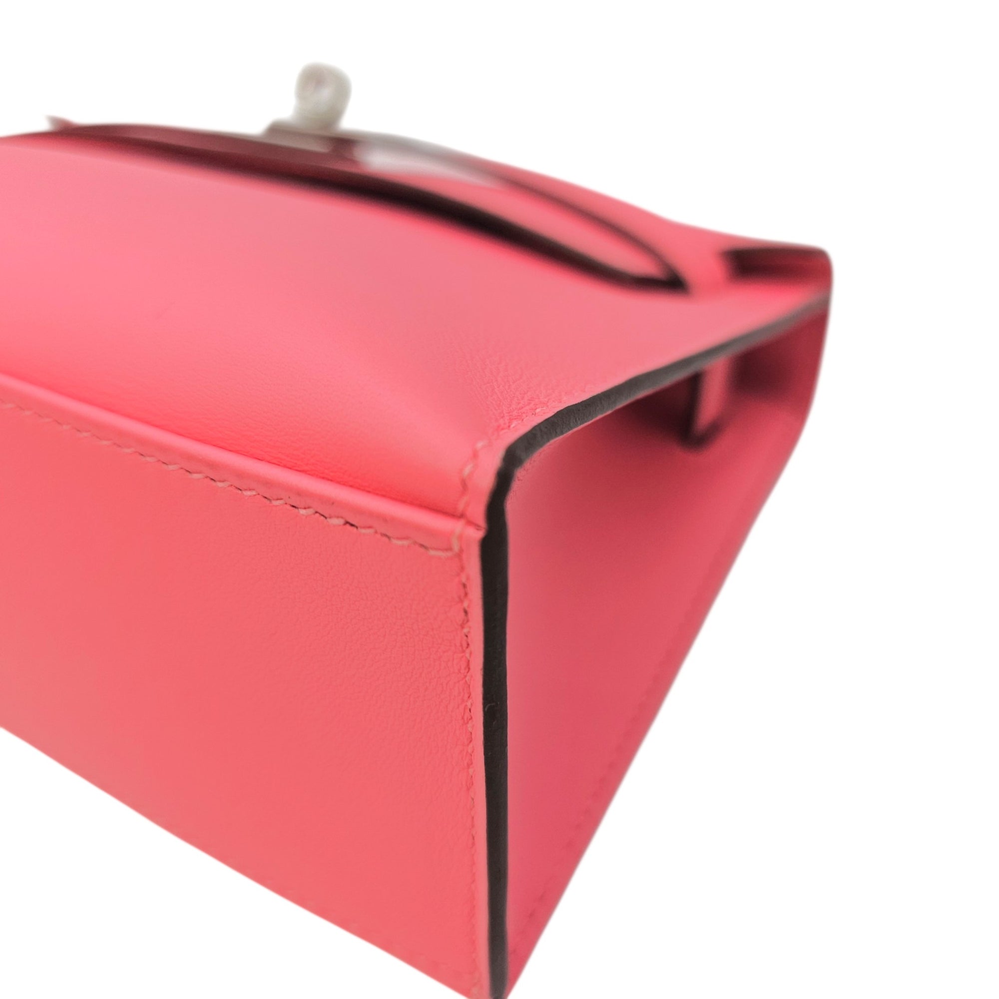 Kelly Pochette Rose Azalee in Swift Palladium hardware