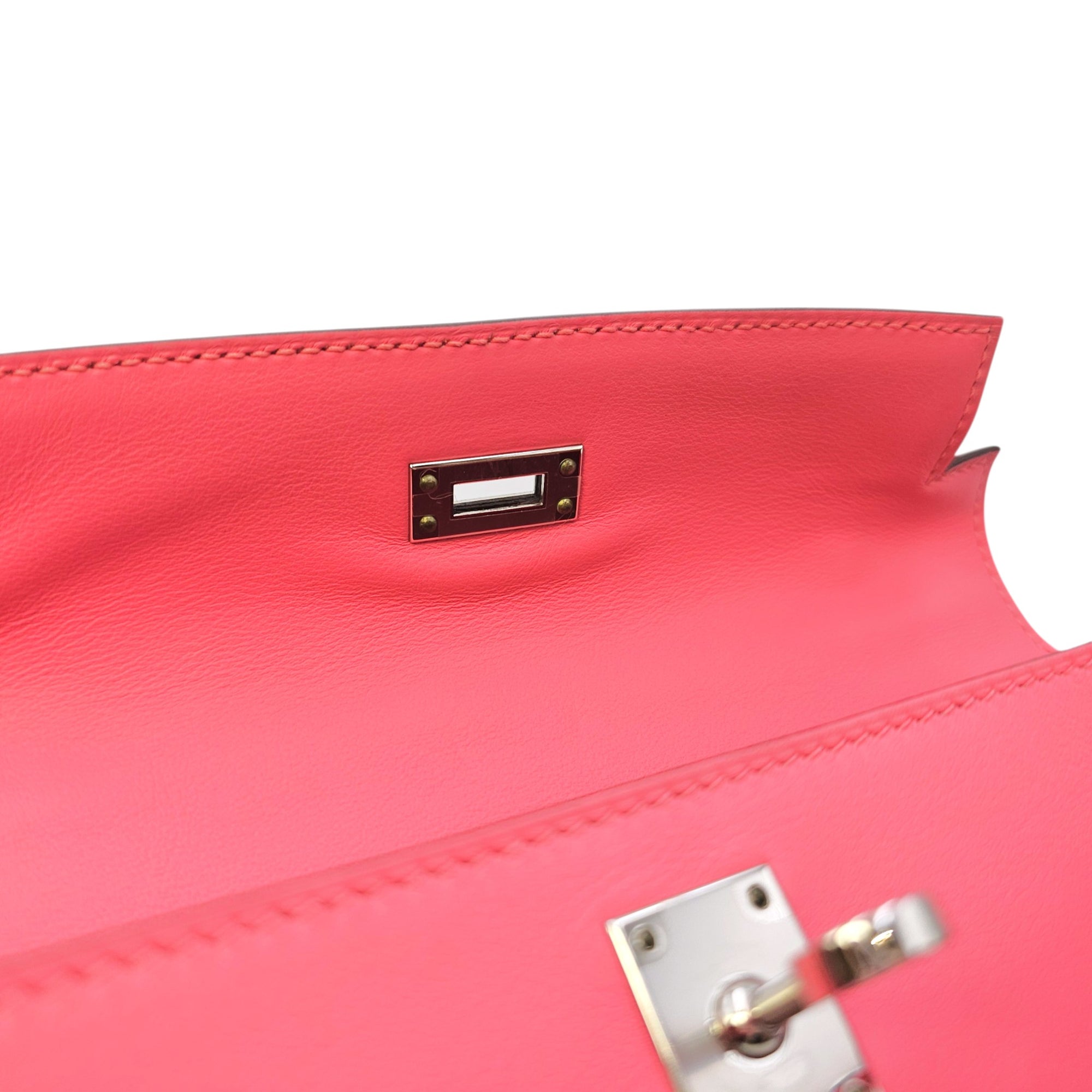 Kelly Pochette Rose Azalee in Swift Palladium hardware