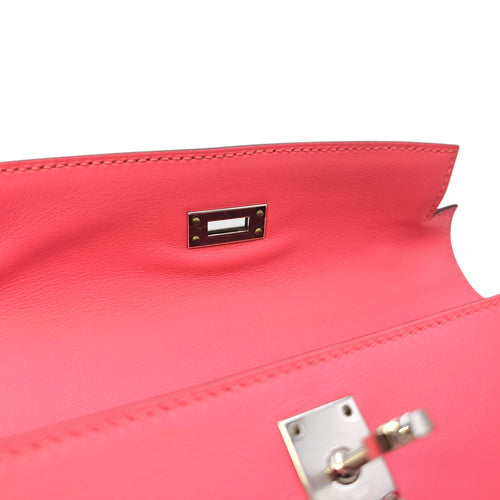 Kelly Pochette Rose Azalee in Swift Palladium hardware
