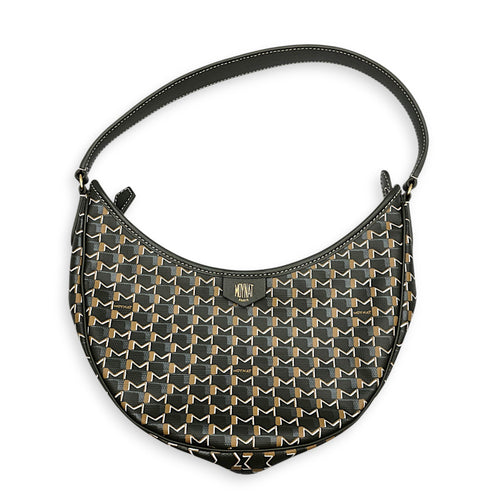 Moon  Green Crossbody Bag in Coated Canvas Gold hardware