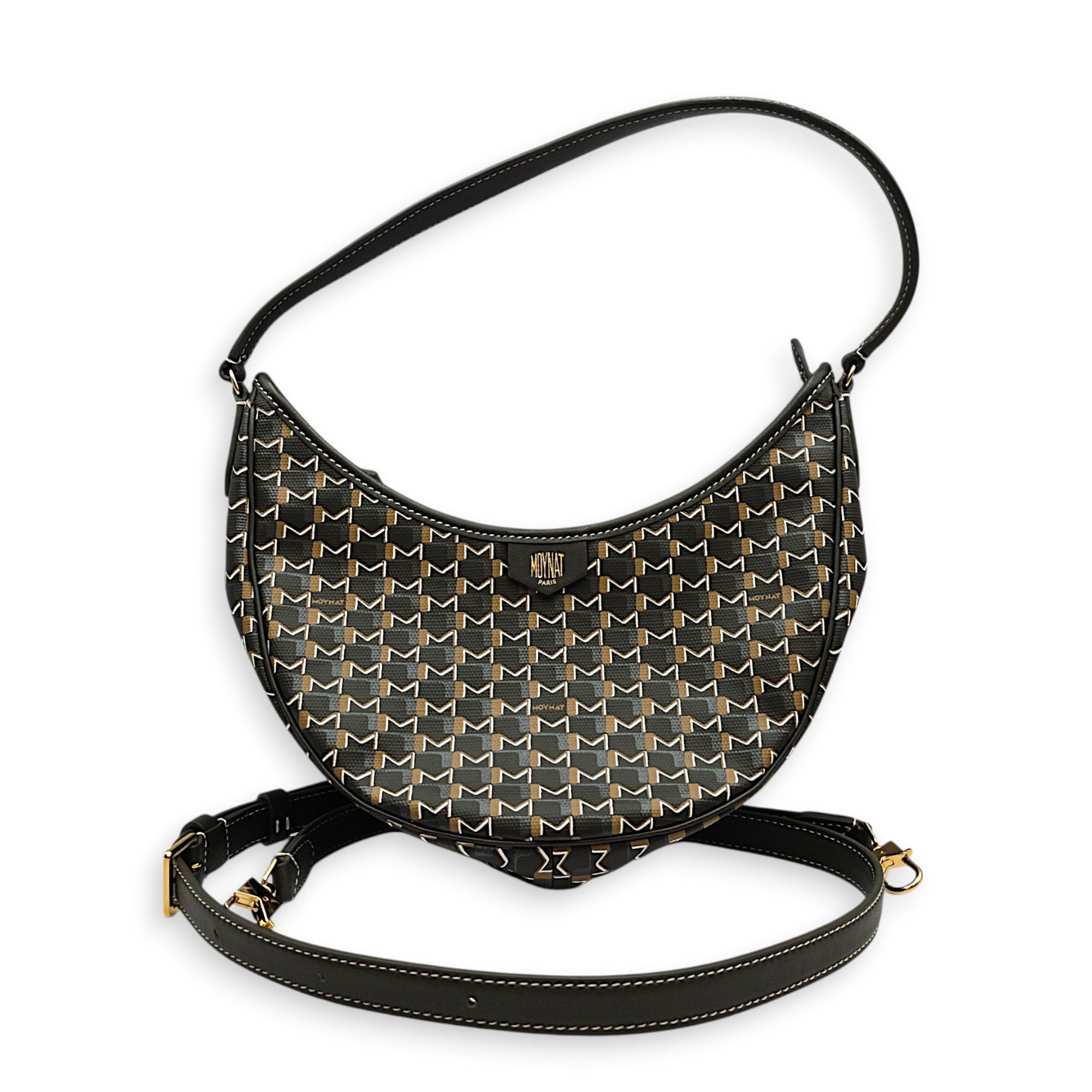 Moon  Green Crossbody Bag in Coated Canvas Gold hardware