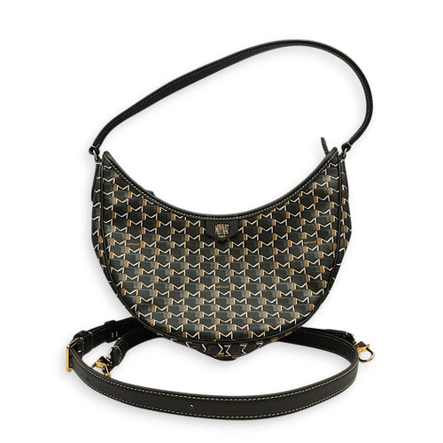 Moon  Green Crossbody Bag in Coated Canvas Gold hardware