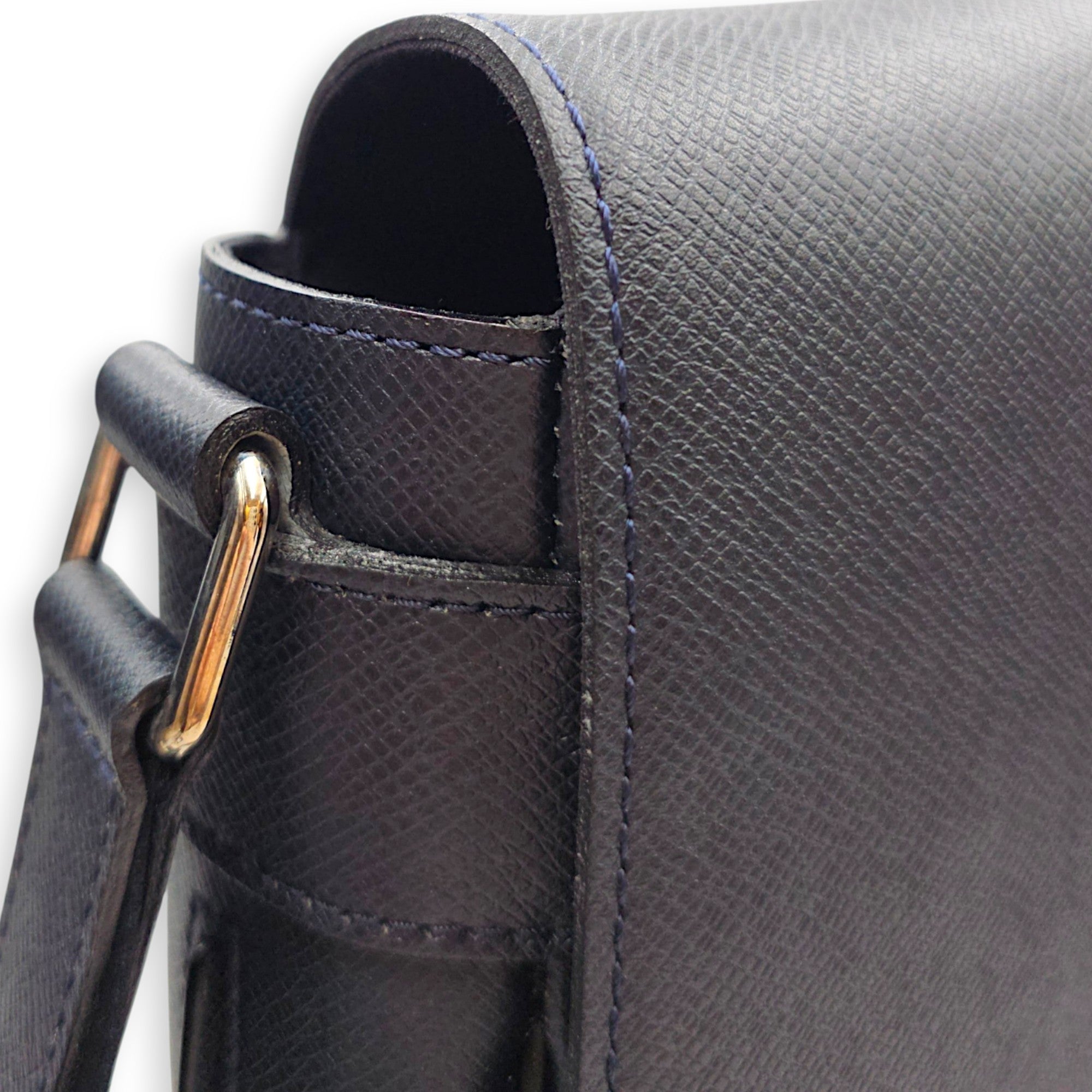 Milo Blue Messenger in Taiga Leather Silver hardware