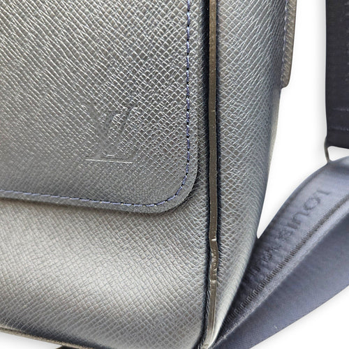 Milo Blue Messenger in Taiga Leather Silver hardware
