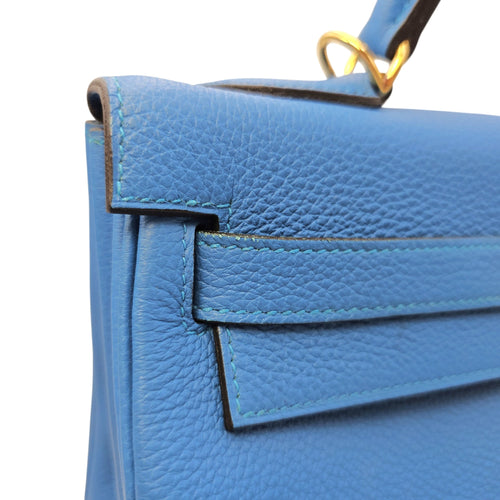 Kelly 32 Bleu Zanzibar in Togo Gold hardware