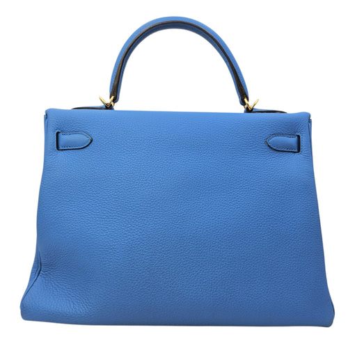 Kelly 32 Bleu Zanzibar in Togo Gold hardware