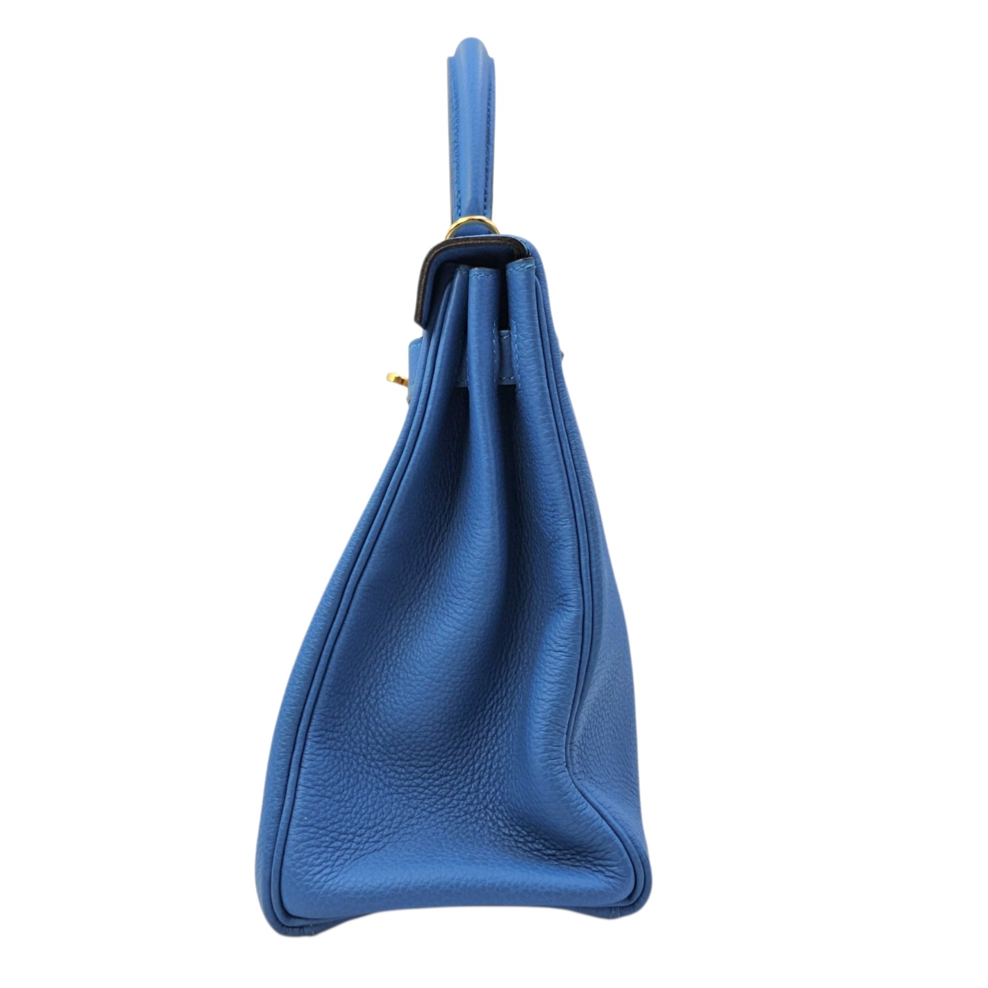 Kelly 32 Bleu Zanzibar in Togo Gold hardware