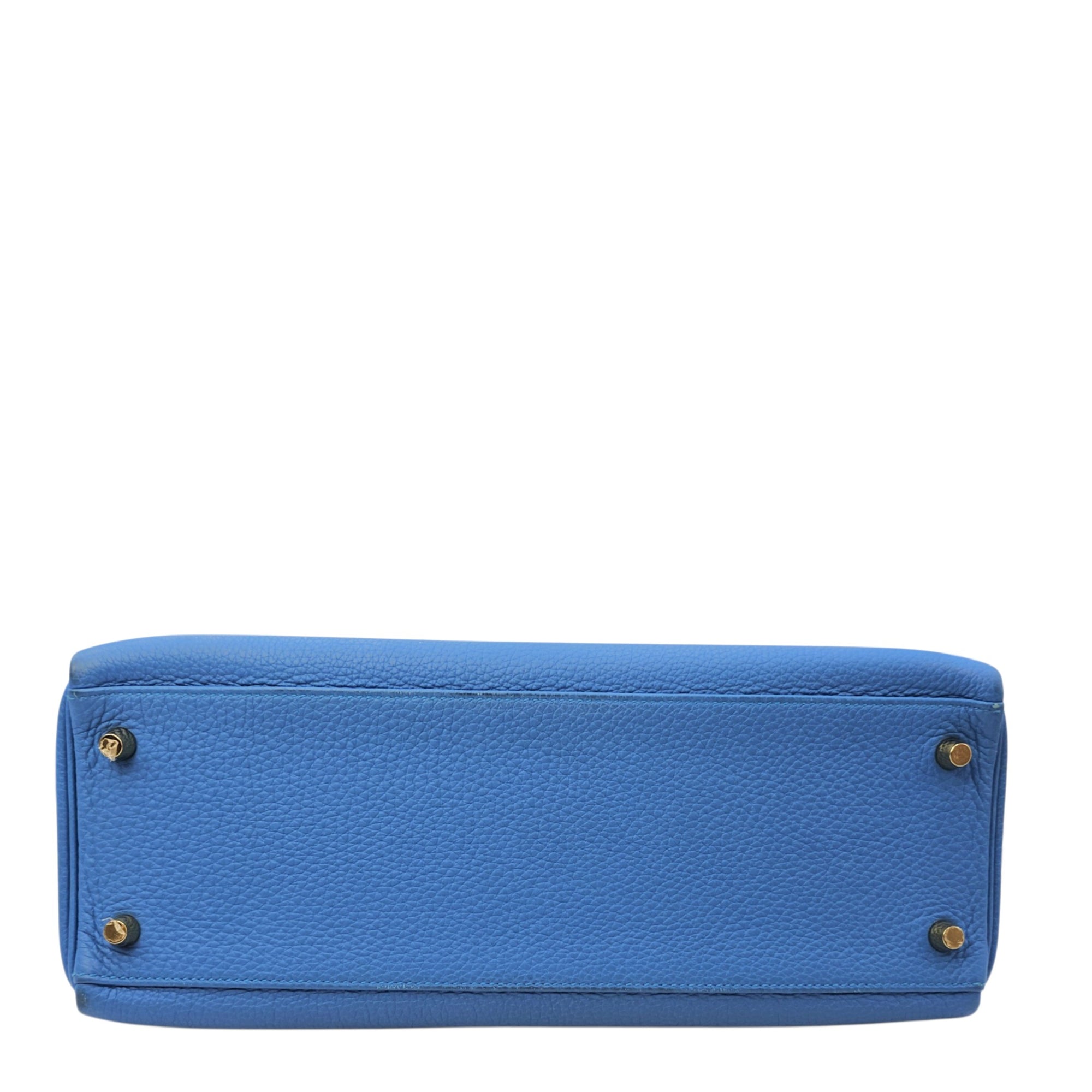 Kelly 32 Bleu Zanzibar in Togo Gold hardware