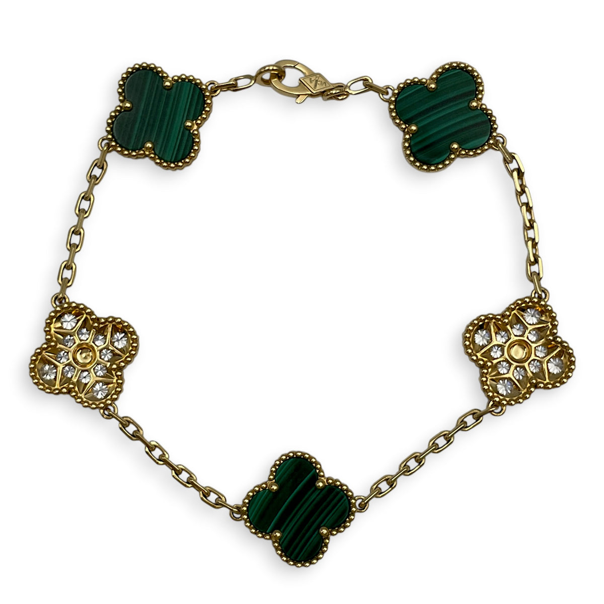 Vintage Alhambra Bracelet, 5 Motifs Bracelet in Green