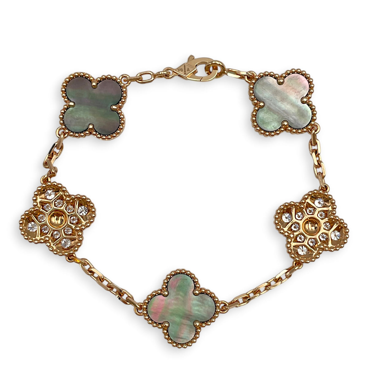 Vintage Alhambra Bracelet, 5 Motifs Bracelet in Grey