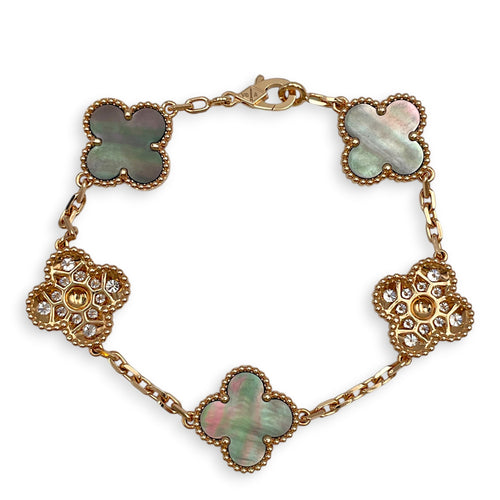 Vintage Alhambra Bracelet, 5 Motifs Bracelet in Grey