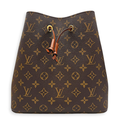 NeoNoe Brown Bucket Bag in Monogram Coated Canvas Gold hardware
