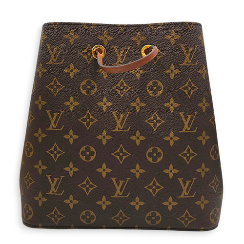 NeoNoe Brown Bucket Bag in Monogram Coated Canvas Gold hardware