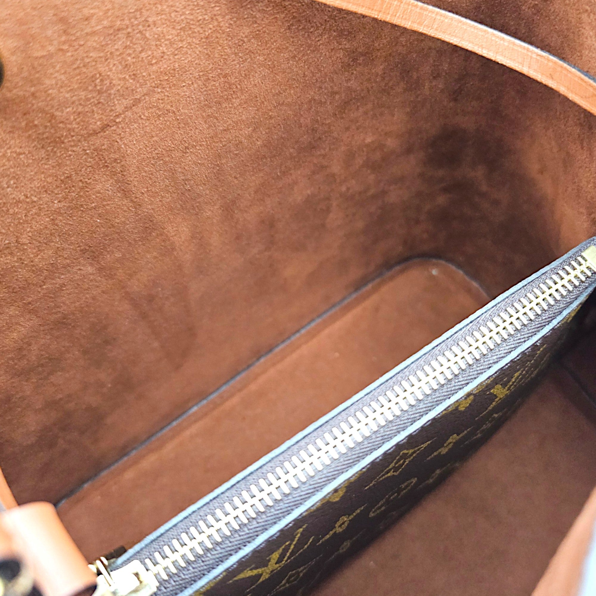 NeoNoe Brown Bucket Bag in Monogram Coated Canvas Gold hardware