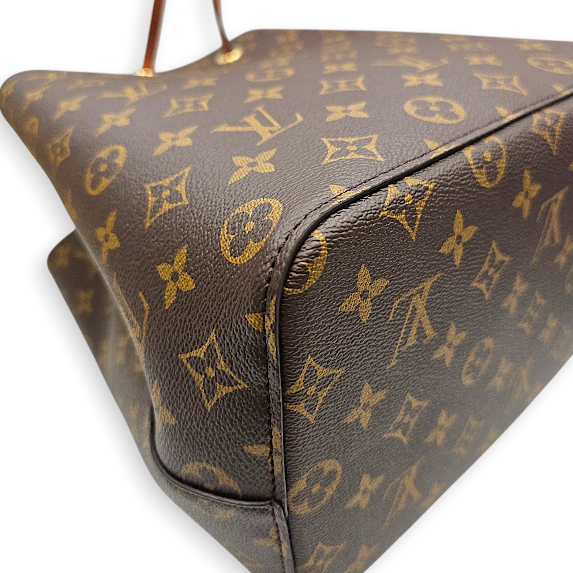 NeoNoe Brown Bucket Bag in Monogram Coated Canvas Gold hardware