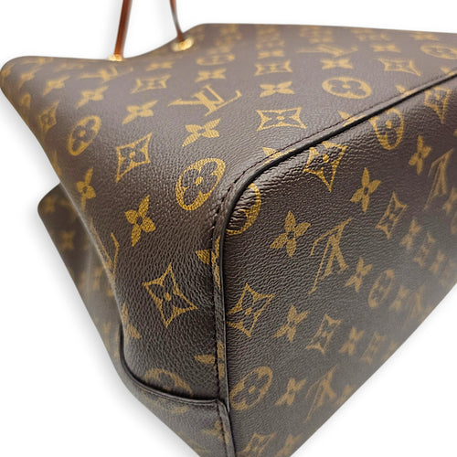 NeoNoe Brown Bucket Bag in Monogram Coated Canvas Gold hardware