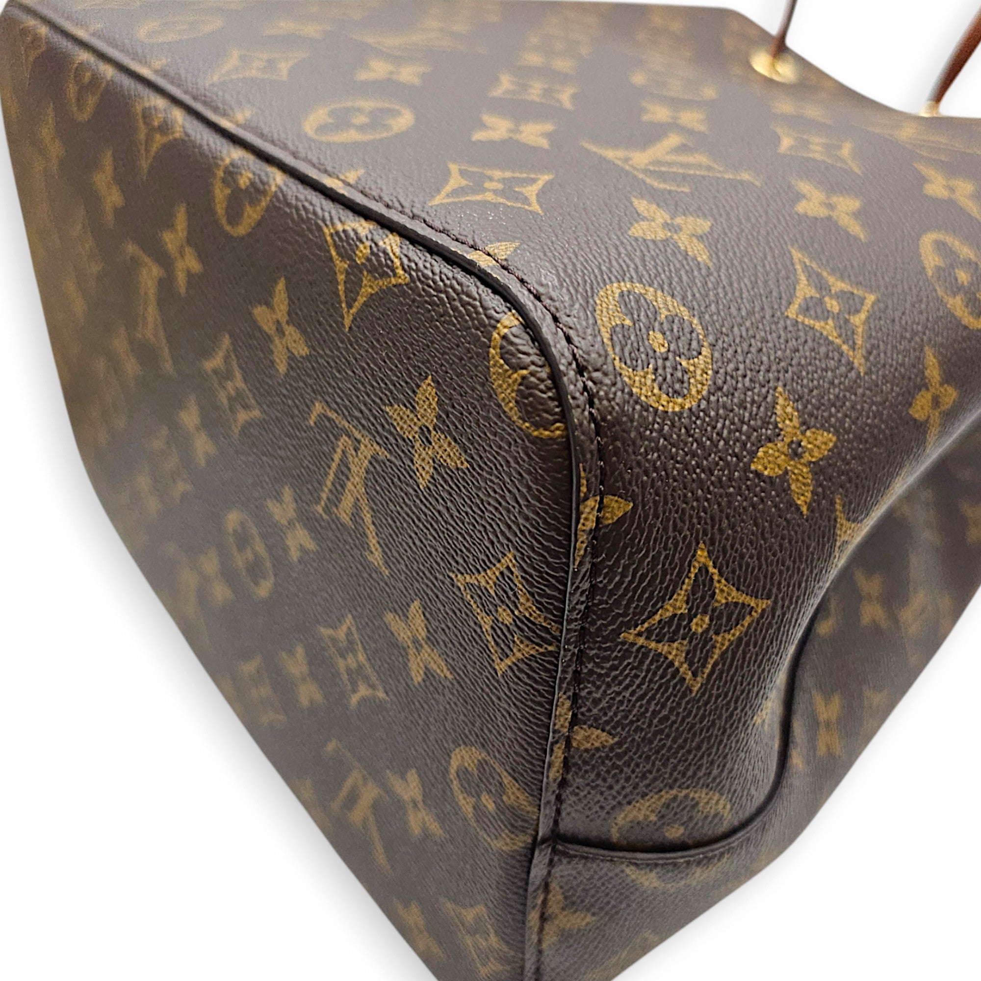 NeoNoe Brown Bucket Bag in Monogram Coated Canvas Gold hardware