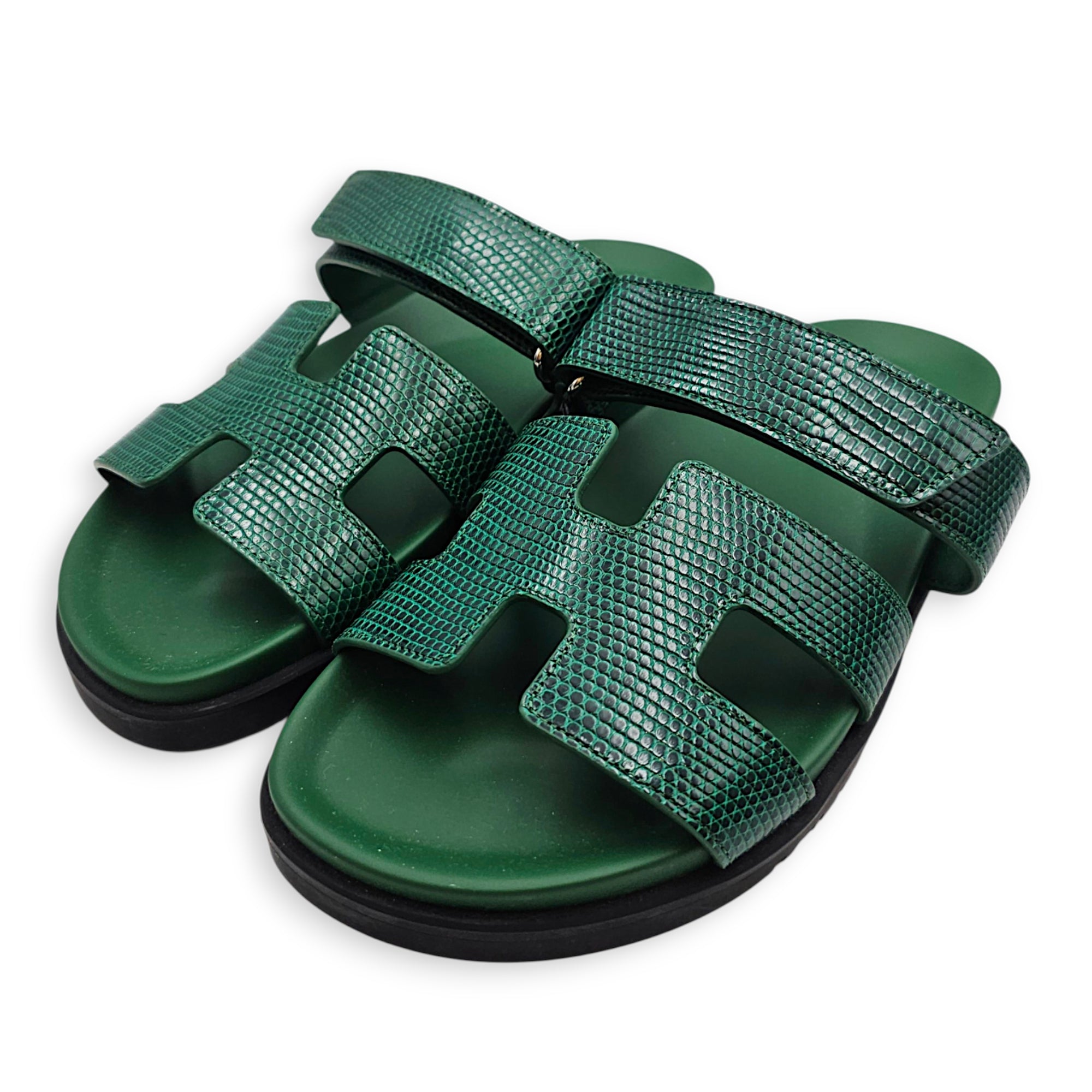 Chypre Sandal. Sz: 38 Vert Electric Sandals in Lizard Varanus Niloticus