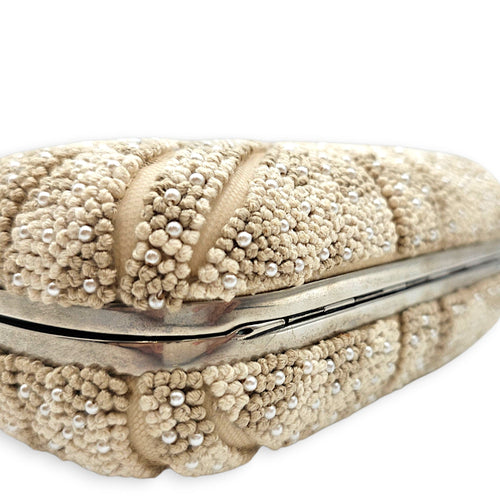 Skull Box Beige Clutch in Canvas Silver hardware CL2608-22755 10