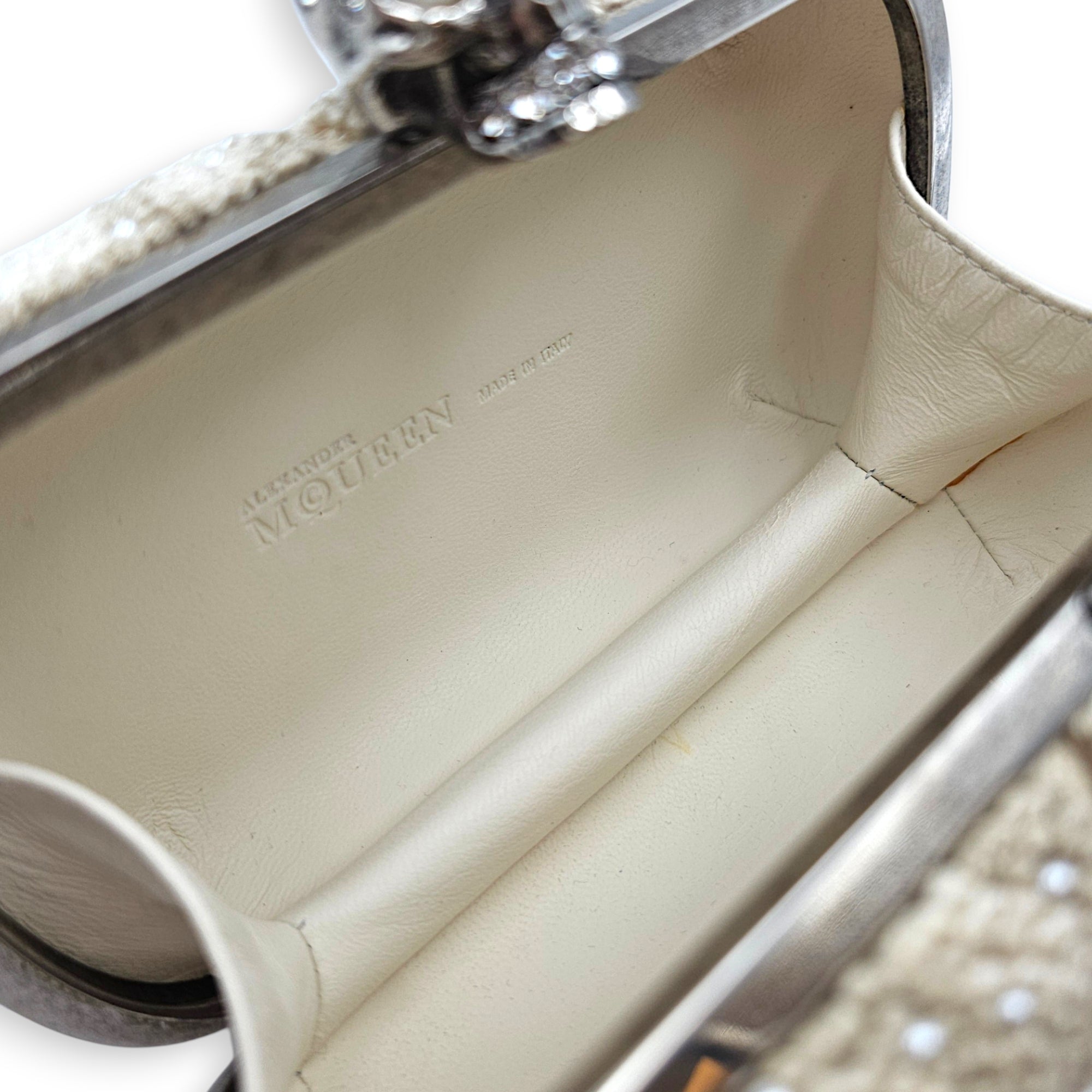 Skull Box Beige Clutch in Canvas Silver hardware CL2608-22755 7