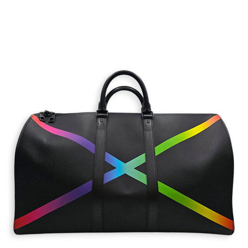 Rainbow x Keepall Bandouliere  50cm Black Duffle Bag in Taiga Leather Gunmetal hardware CL2608-22757 1