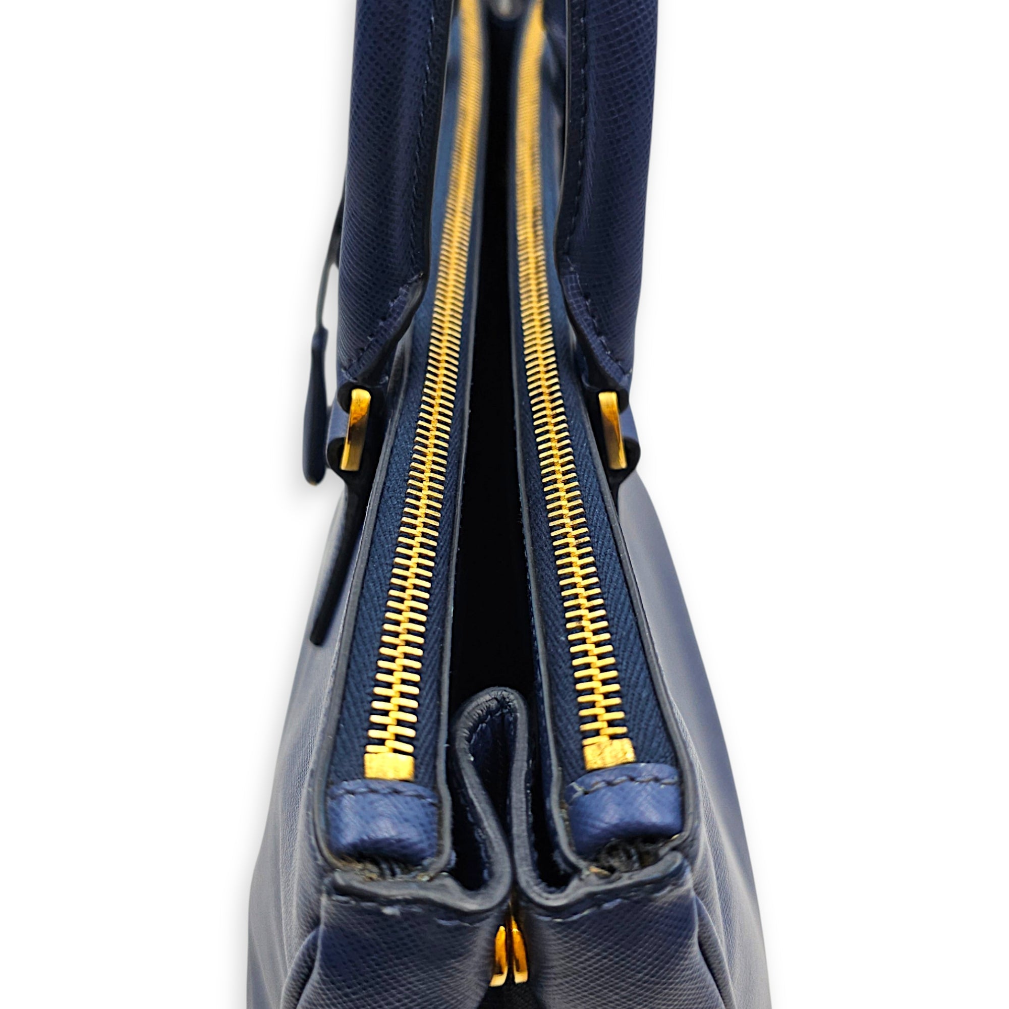 Galleria Double Zipper 35cm Blue Top Handle Bag in Saffiano Leather Gold hardware CL2608-22767 14