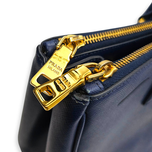 Galleria Double Zipper 35cm Blue Top Handle Bag in Saffiano Leather Gold hardware CL2608-22767 15