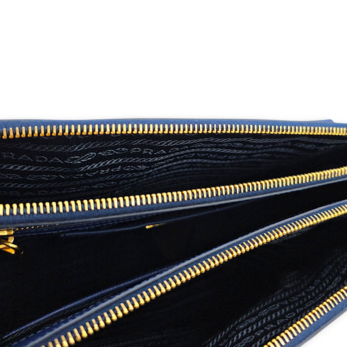 Galleria Double Zipper 35cm Blue Top Handle Bag in Saffiano Leather Gold hardware CL2608-22767 6