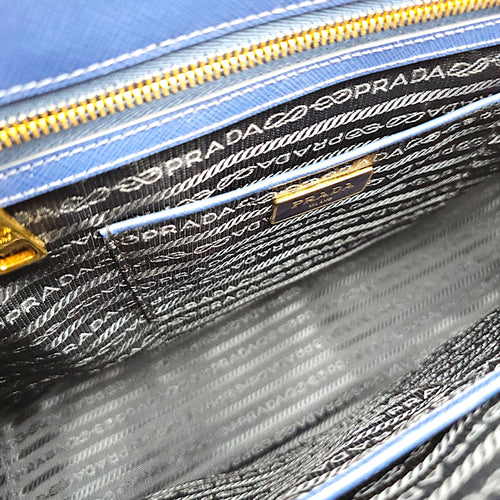 Galleria Double Zipper 35cm Blue Top Handle Bag in Saffiano Leather Gold hardware CL2608-22767 7