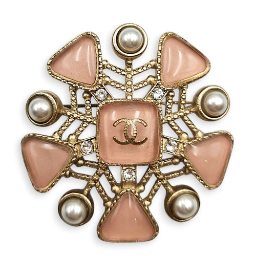 Geometric Stones Pink Brooch Gold hardware CL2608-22779 1