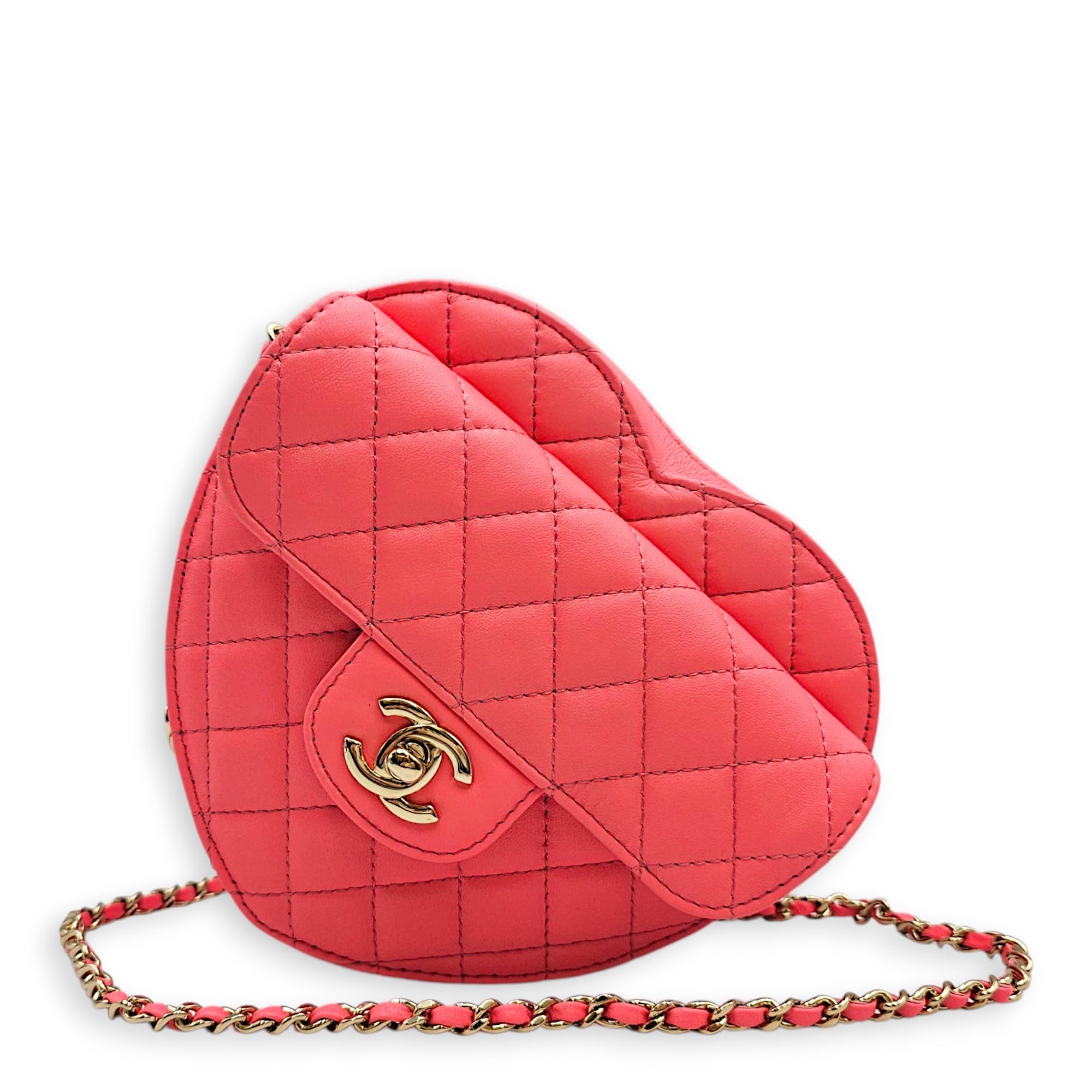 CC in Love Heart Pink Crossbody Bag in Lambskin Gold hardware CL2608-22780 7