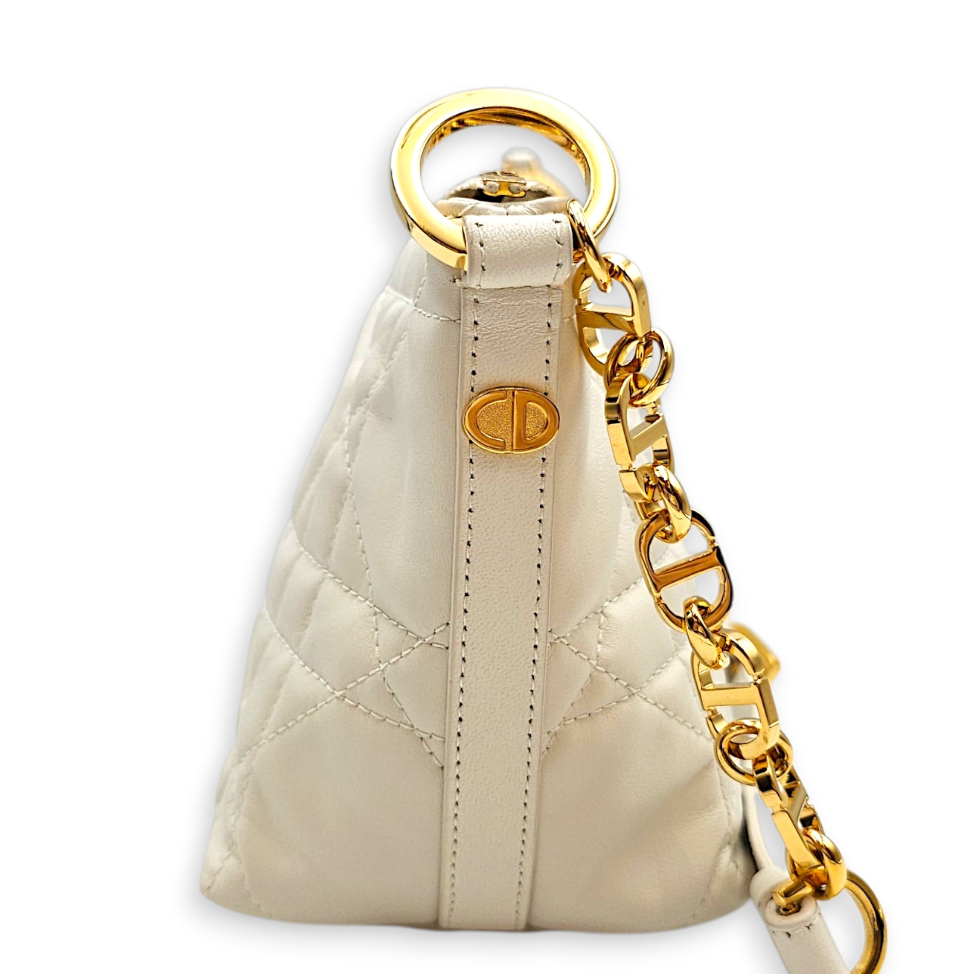 Diorstar hobo 29cm White Shoulder Bag in Lambskin Gold hardware CL2608-22784 4