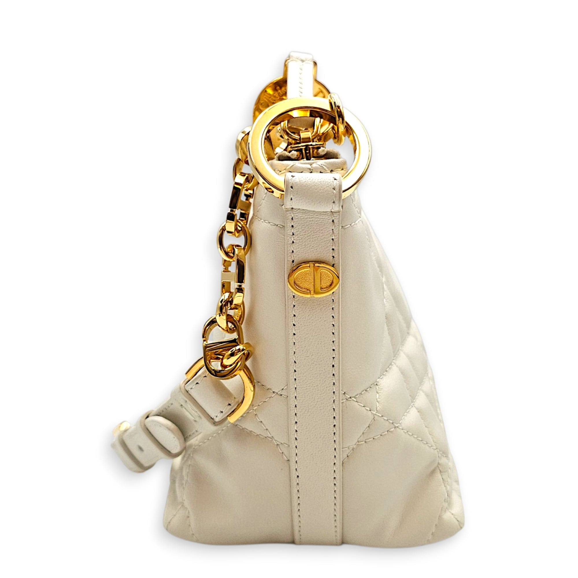 Diorstar hobo 29cm White Shoulder Bag in Lambskin Gold hardware CL2608-22784 5