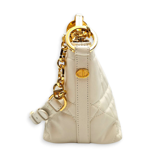 Diorstar hobo 29cm White Shoulder Bag in Lambskin Gold hardware CL2608-22784 5