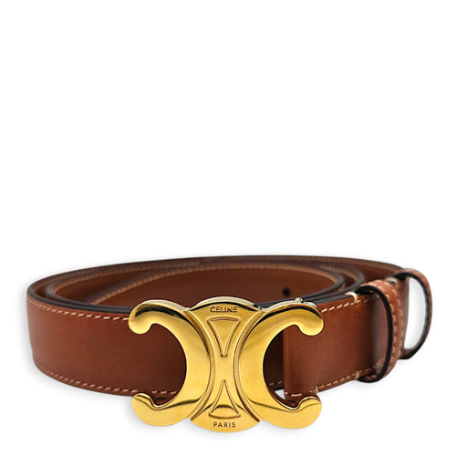 Triomphe 85 Brown Belt in Calfskin Gold hardware CL2608-22786 1