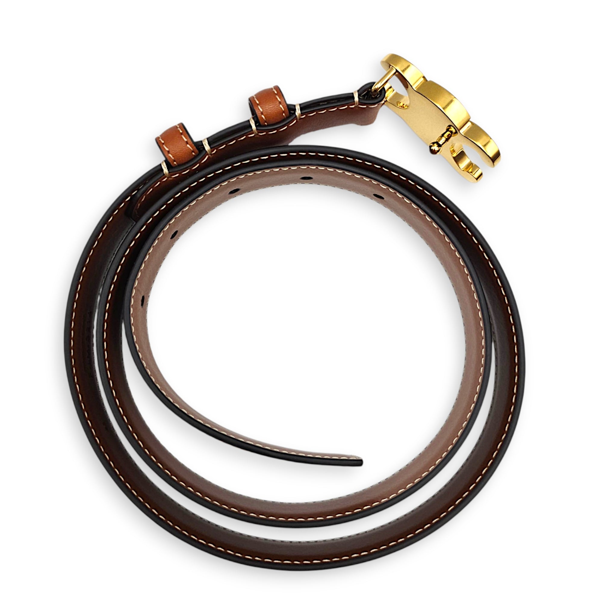 Triomphe 85 Brown Belt in Calfskin Gold hardware CL2608-22786 3