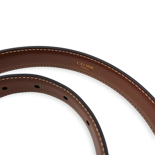 Triomphe 85 Brown Belt in Calfskin Gold hardware CL2608-22786 4