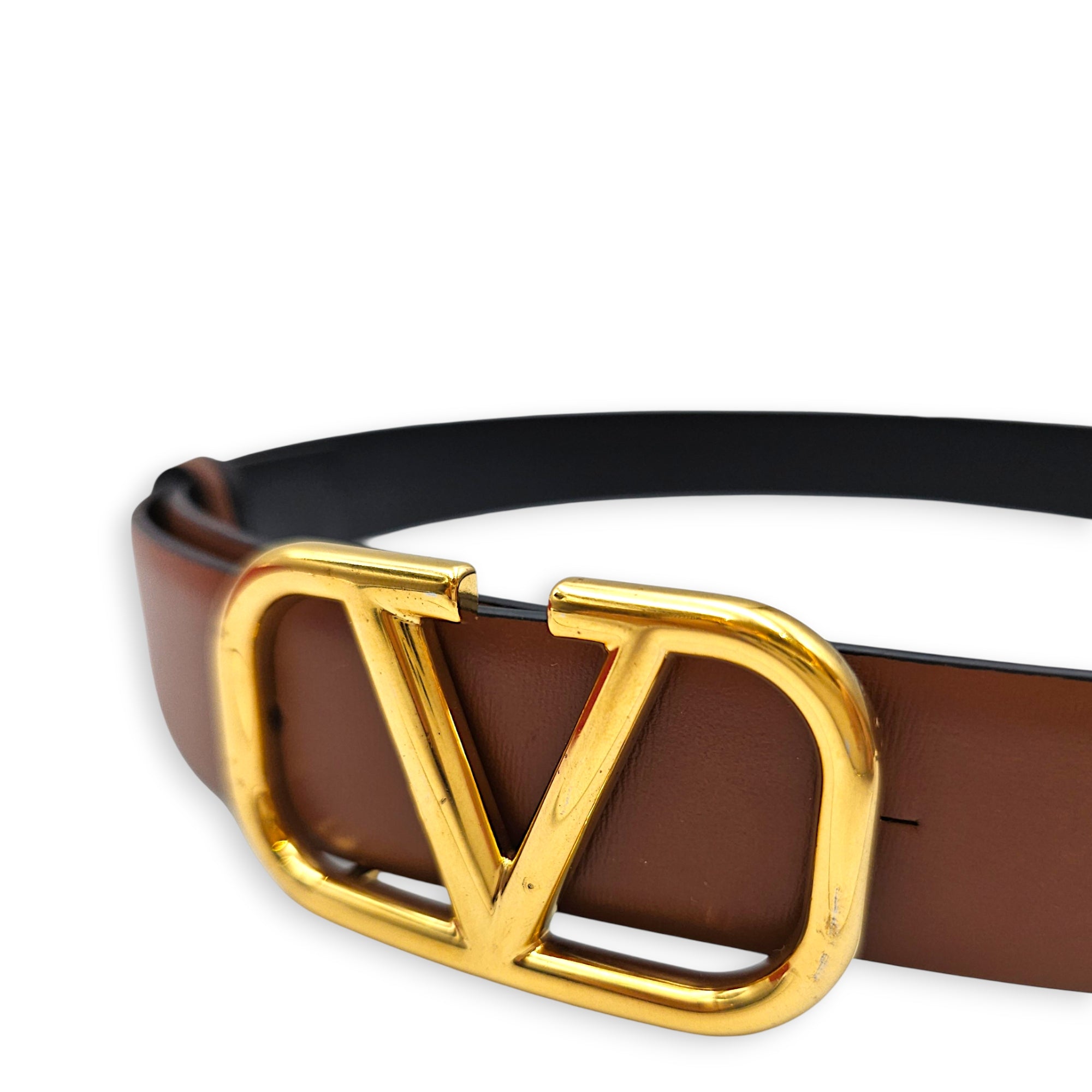Garavani V Logo 75 Brown Belt in Calfskin Gold hardware CL2608-22787 4