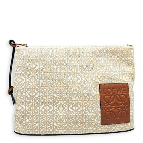 Anagram Oblong Beige Clutch in Canvas Gold hardware CL2608-22788 1