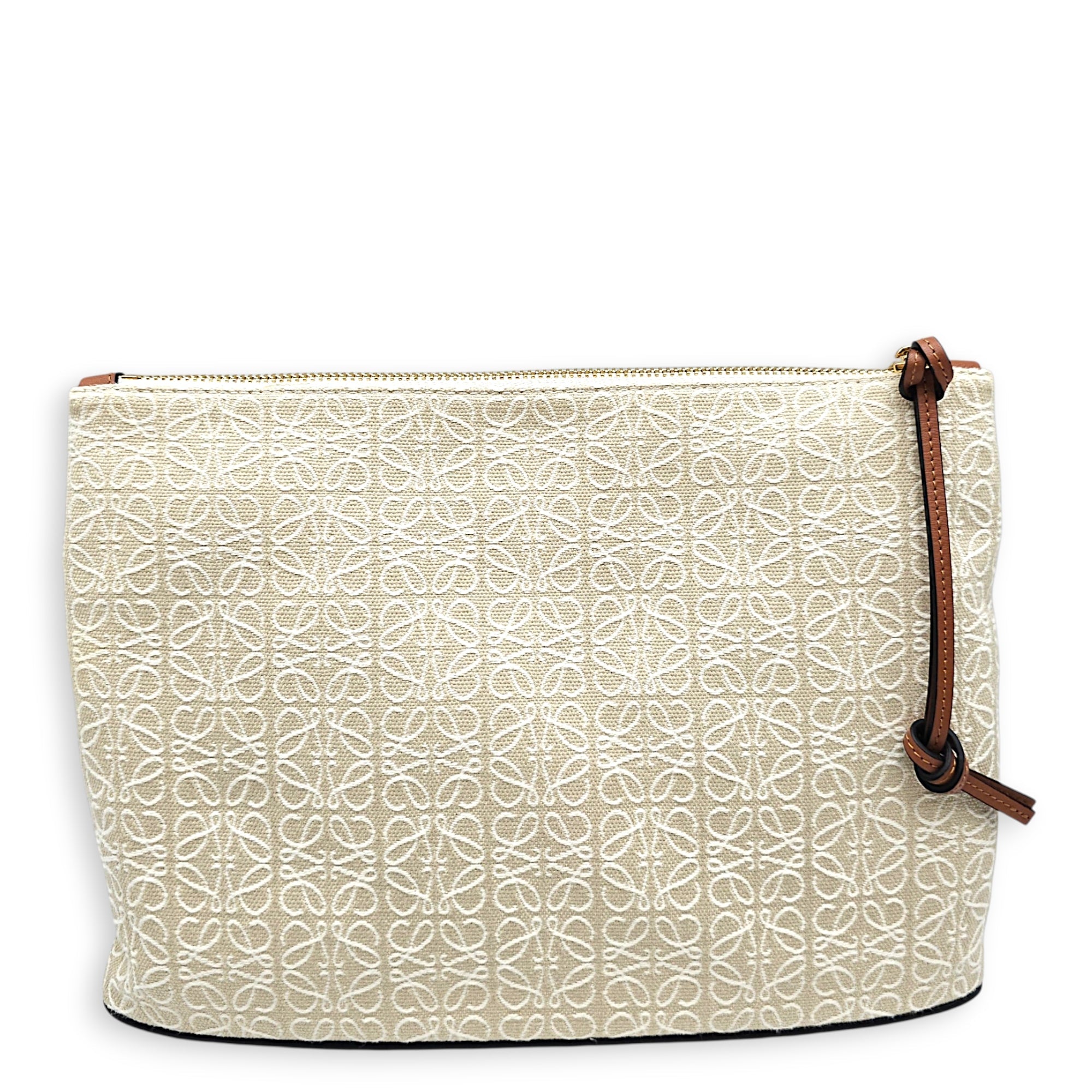 Anagram Oblong Beige Clutch in Canvas Gold hardware CL2608-22788 2