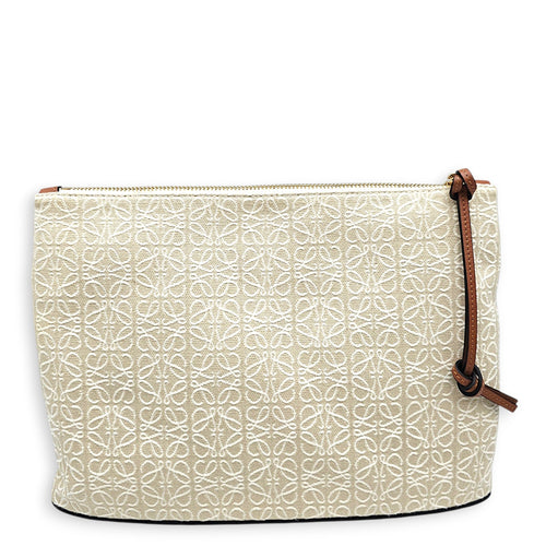 Anagram Oblong Beige Clutch in Canvas Gold hardware CL2608-22788 2
