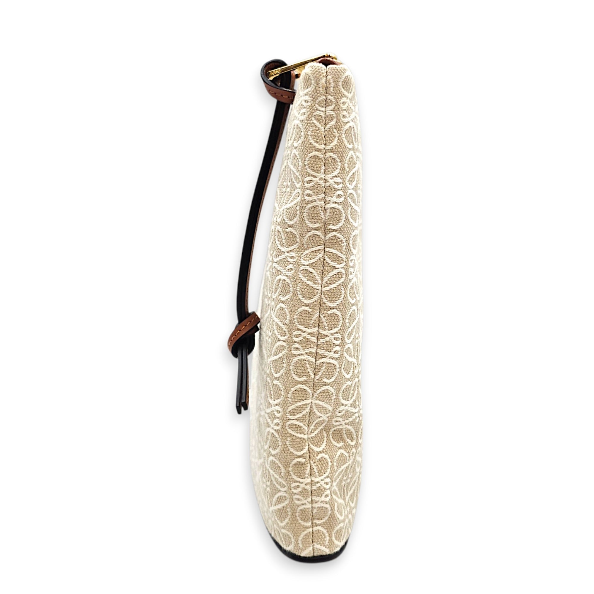 Anagram Oblong Beige Clutch in Canvas Gold hardware CL2608-22788 4