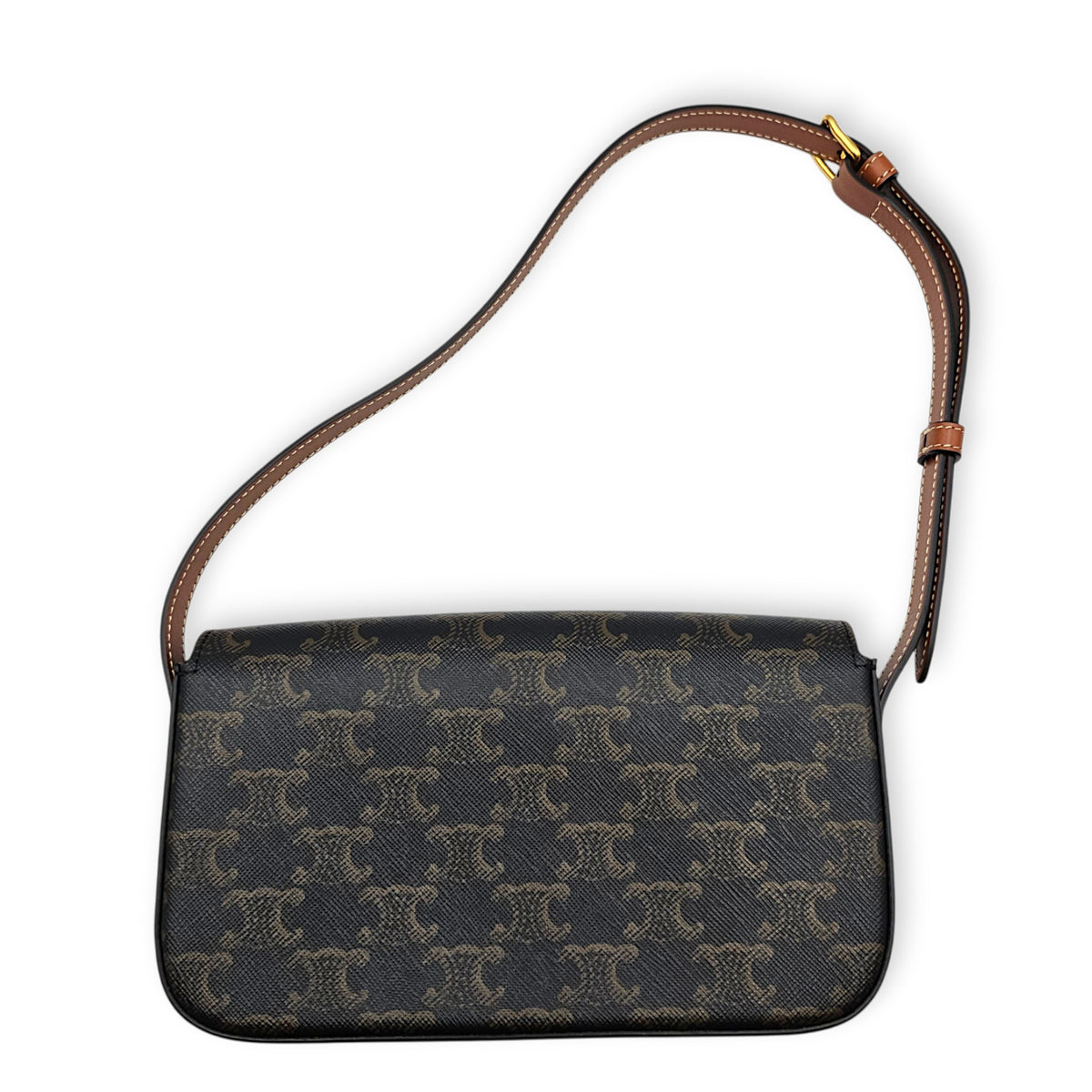 Triomphe 20 Brown Shoulder Bag Guilloche hardware