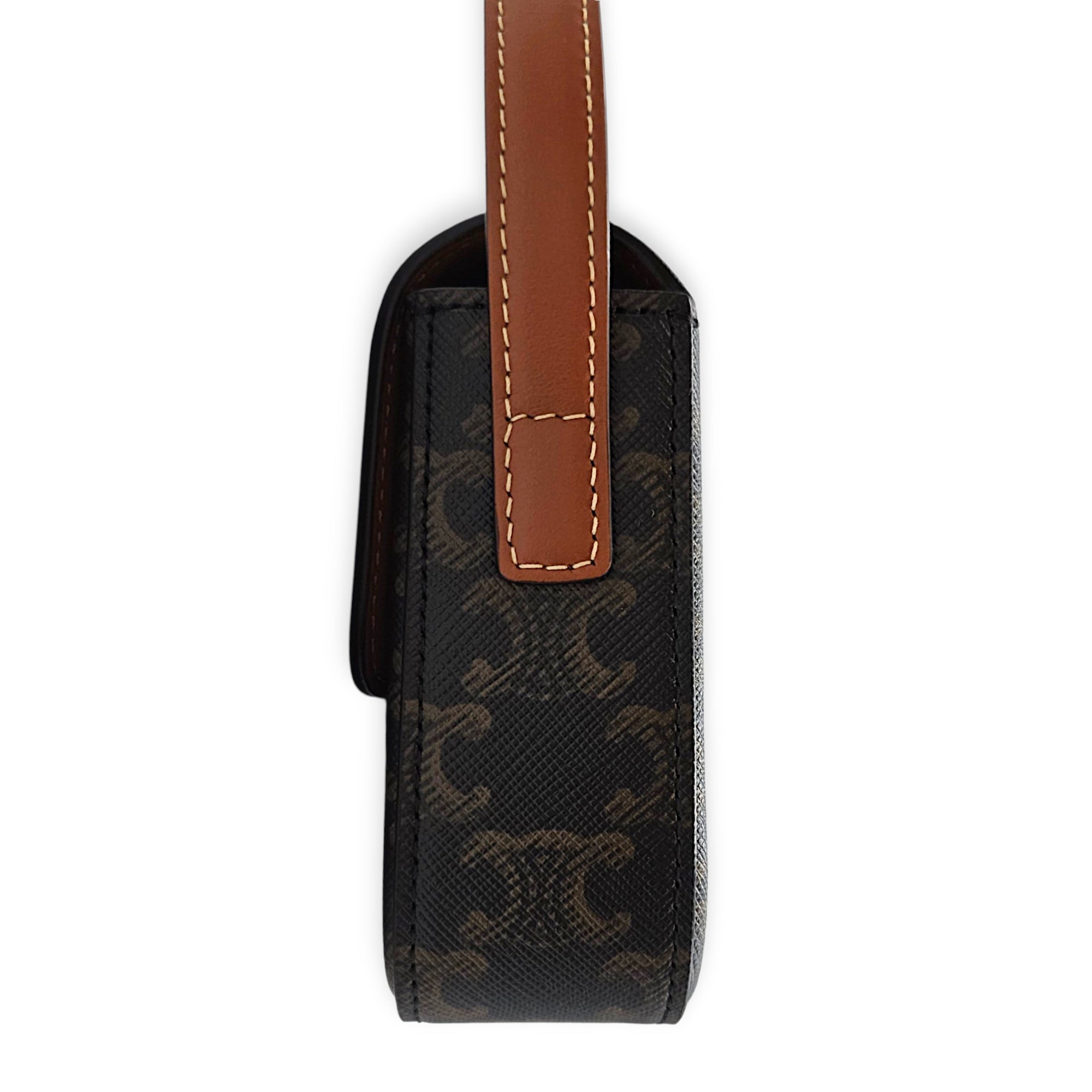Triomphe 20 Brown Shoulder Bag Guilloche hardware