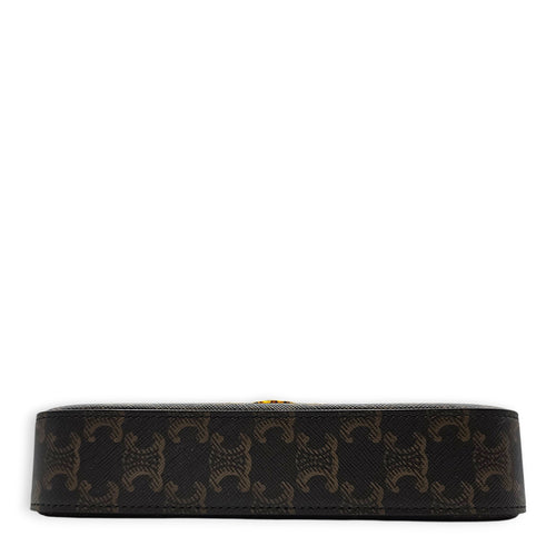Triomphe 20 Brown Shoulder Bag Guilloche hardware