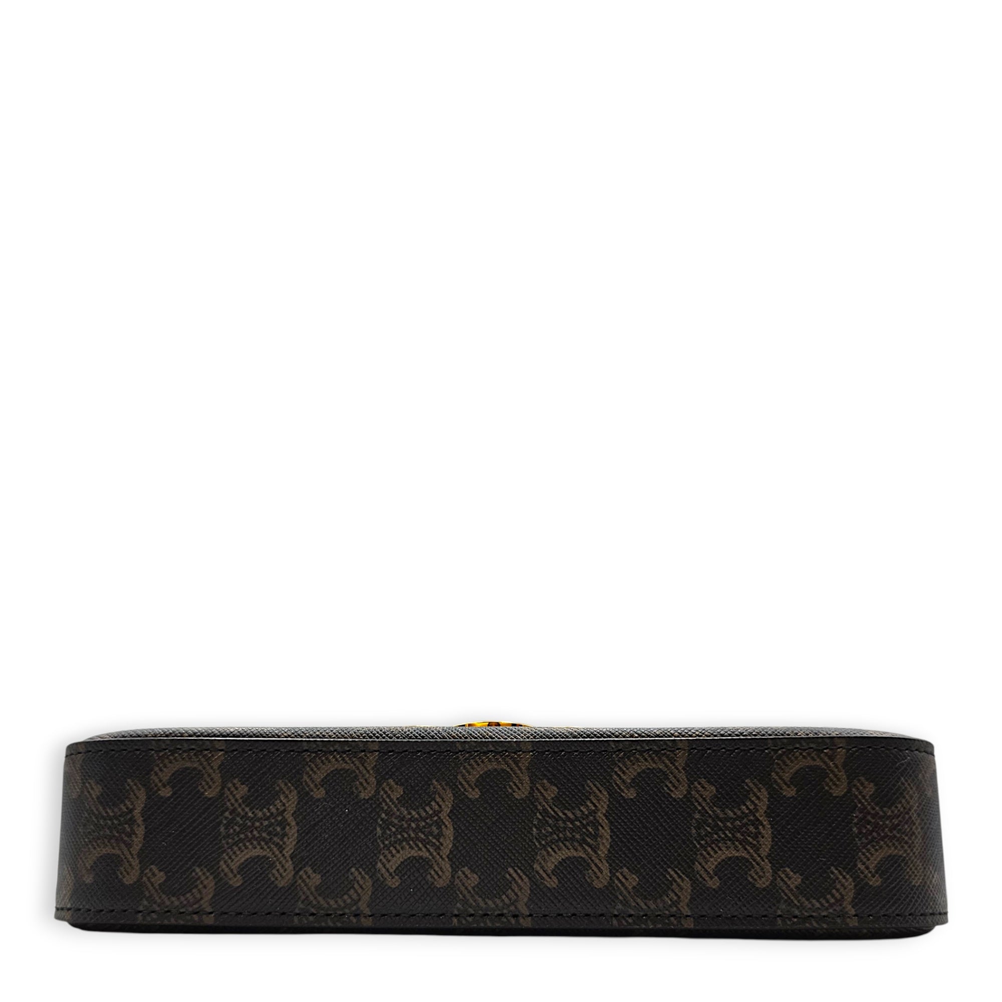 Triomphe 20 Brown Shoulder Bag Guilloche hardware