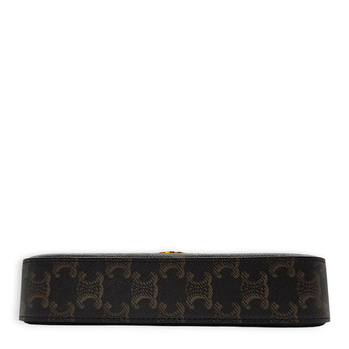 Triomphe 20 Brown Shoulder Bag Guilloche hardware