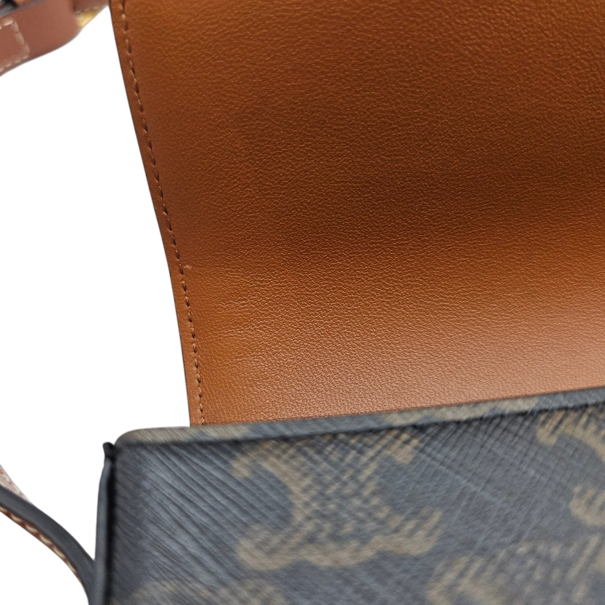 Triomphe 20 Brown Shoulder Bag Guilloche hardware